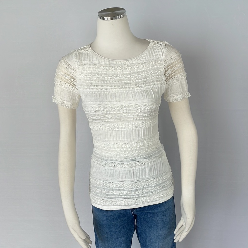 WHBM Lace Top Stretchy Ecru XX Small - Picture 5 of 15